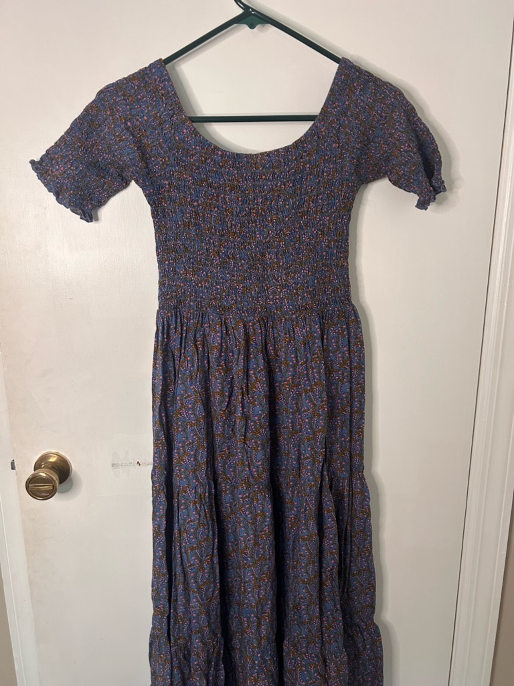 NATURAL LIFE Navy Blue Floral Smocked Maxi Dress - Picture 7 of 8